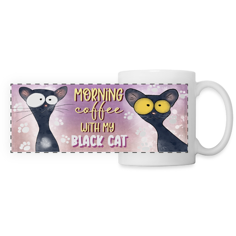 3016 Morning Coffee Black Cat DESIGNER MUGS - white