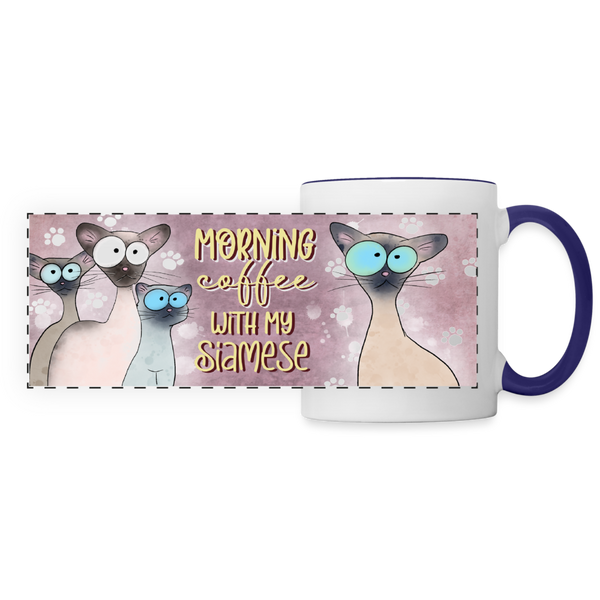 3019 Morning Coffee Siamese DESIGNER MUGS - white/cobalt blue