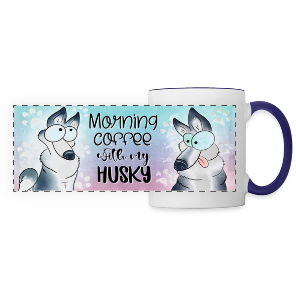 3020 Morning Coffee Husky DESIGNER MUGS - white/cobalt blue