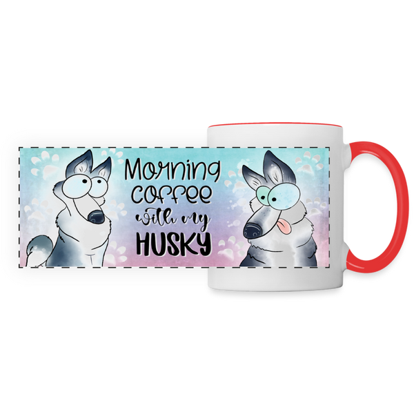 3020 Morning Coffee Husky DESIGNER MUGS - white/red