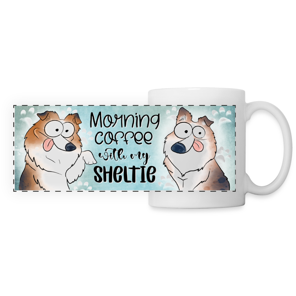 3023 Morning Coffee Sheltie DESIGNER MUGS - white