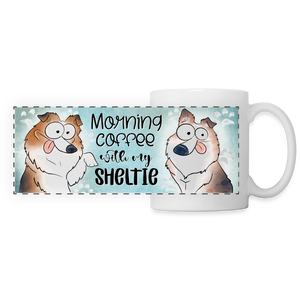 3023 Morning Coffee Sheltie DESIGNER MUGS - white