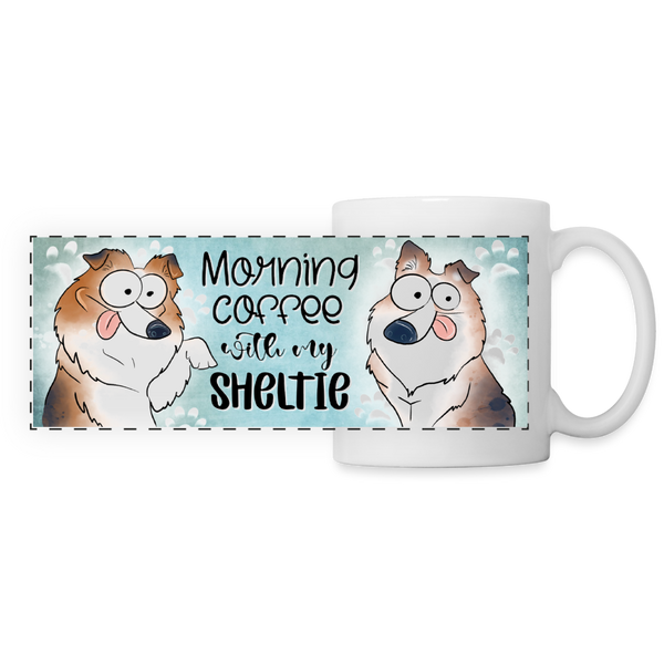 3023 Morning Coffee Sheltie DESIGNER MUGS - white