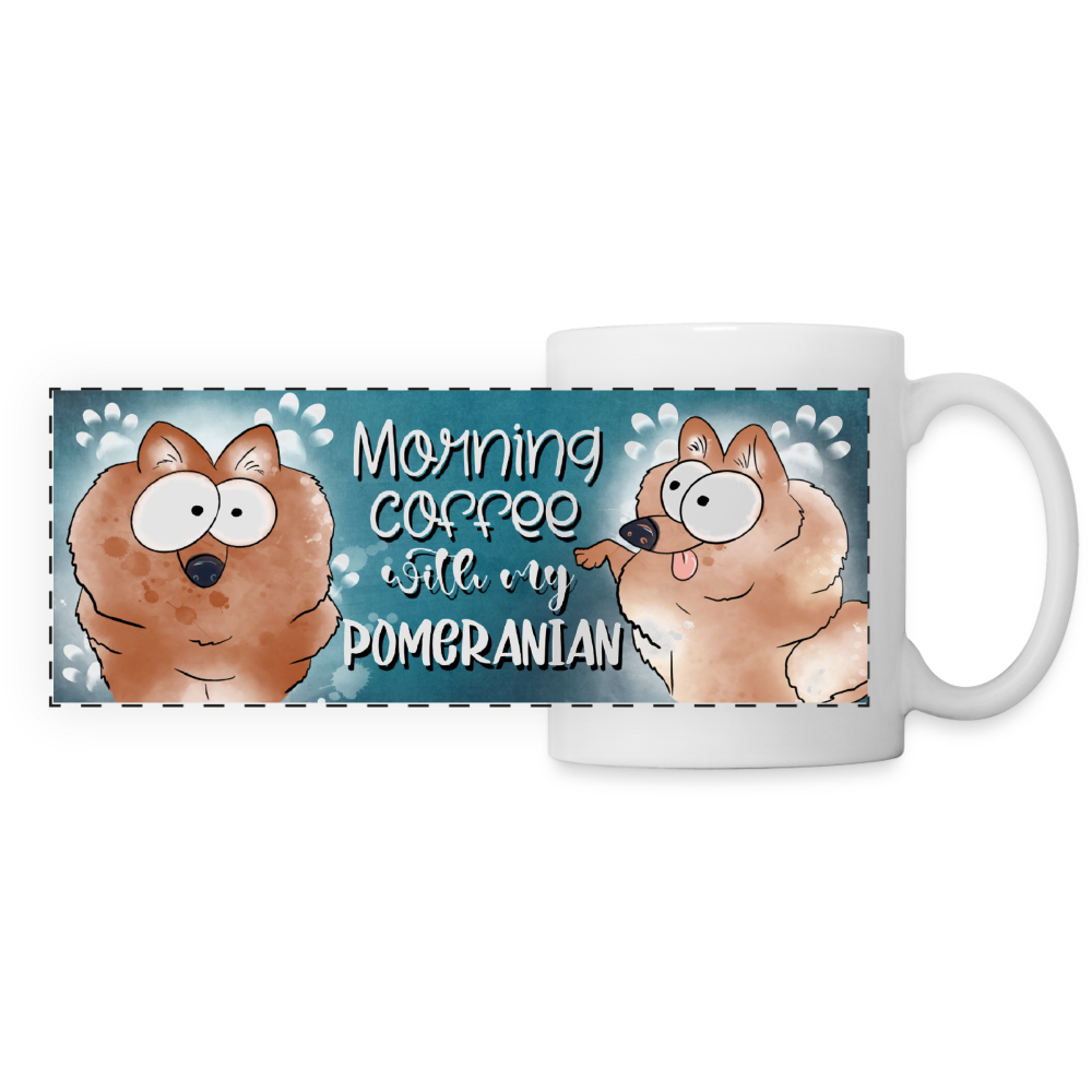 3022 Morning Coffee Pomeranian DESIGNER MUGS - white