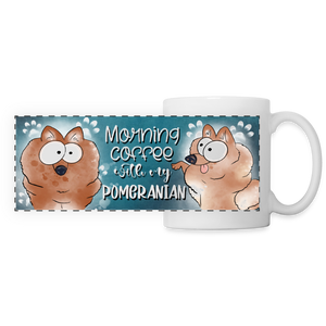 3022 Morning Coffee Pomeranian DESIGNER MUGS - white