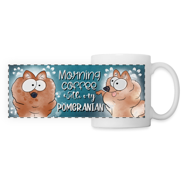 3022 Morning Coffee Pomeranian DESIGNER MUGS - white