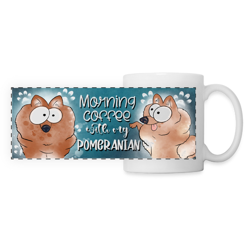 3022 Morning Coffee Pomeranian DESIGNER MUGS - white