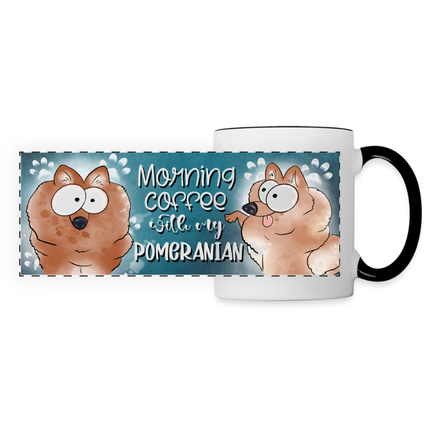 3022 Morning Coffee Pomeranian DESIGNER MUGS - white/black