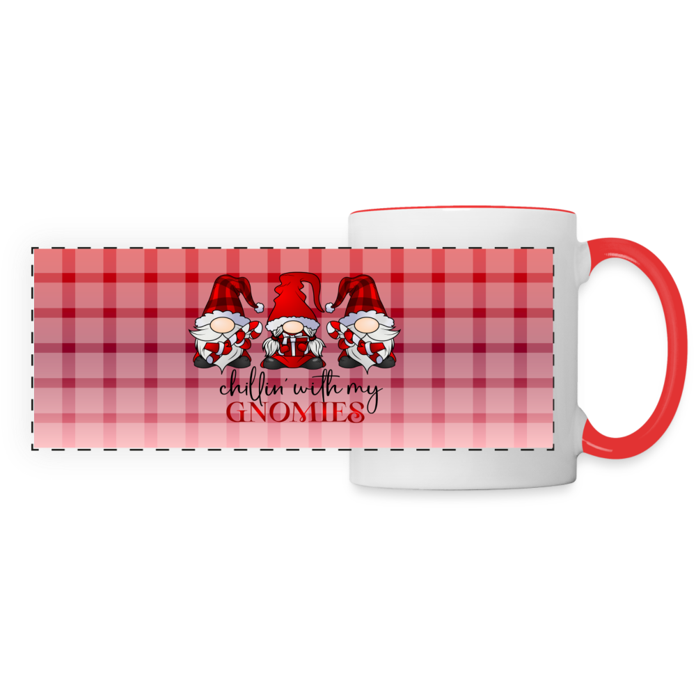 3002 Chilling With My Gnomies Red Plaid Xmas DESIGNER MUGS - white/red