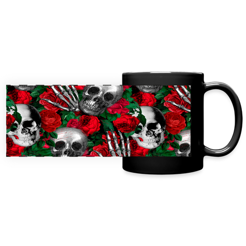3024 Red Floral Skulls DESIGNER MUGS - black