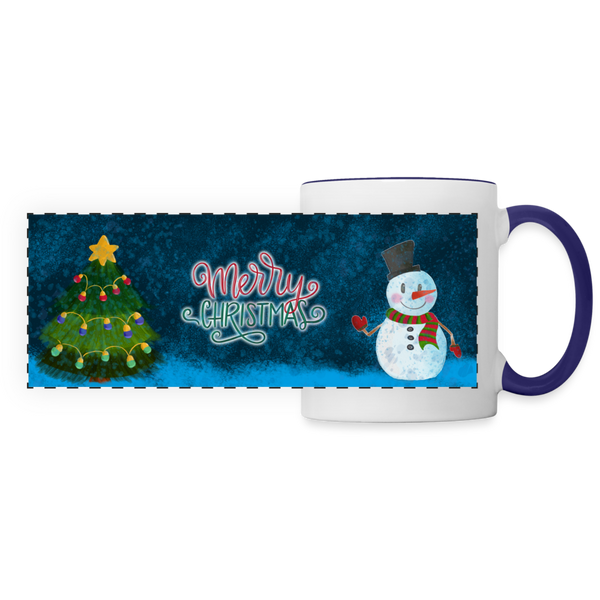 3030 Merry Christmas Snowman & Tree DESIGNER MUGS - white/cobalt blue