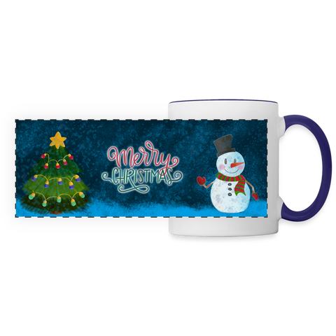 3030 Merry Christmas Snowman & Tree DESIGNER MUGS - white/cobalt blue
