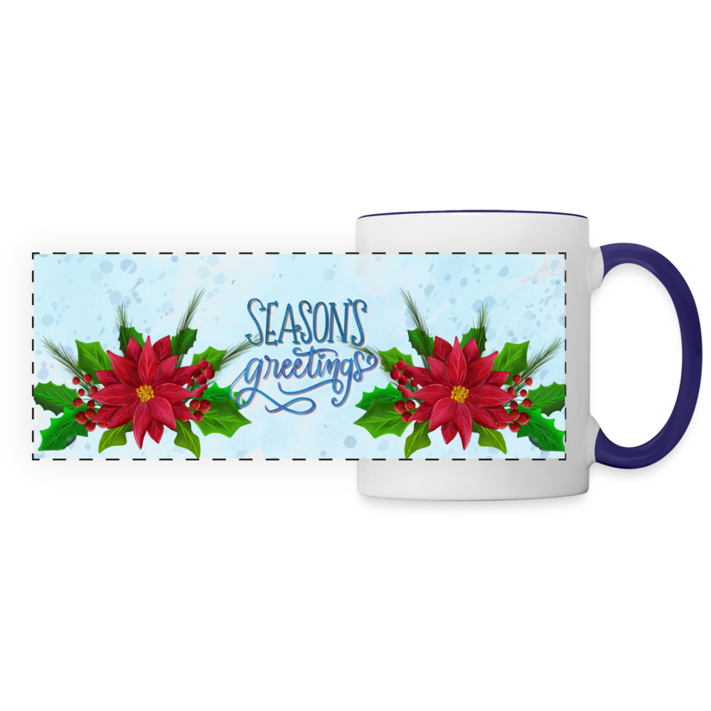 3031 Seasons Greetings Pointsettias DESIGNER MUGS - white/cobalt blue