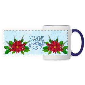 3031 Seasons Greetings Pointsettias DESIGNER MUGS - white/cobalt blue