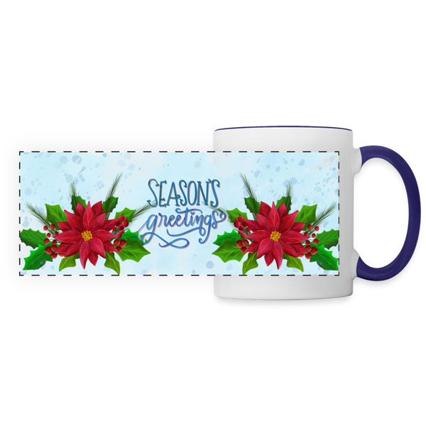 3031 Seasons Greetings Pointsettias DESIGNER MUGS - white/cobalt blue