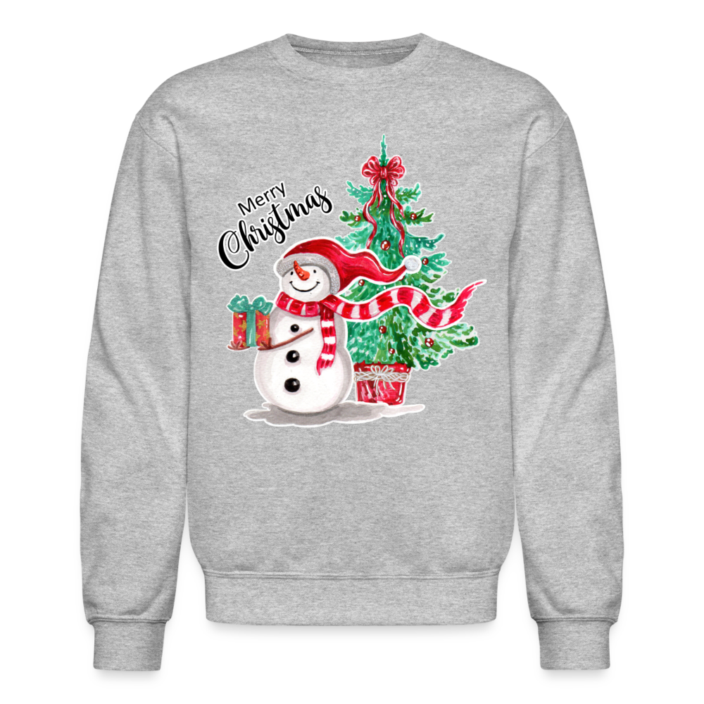 101 4/4S Merry Christmas Snowman PREMIUM SWEATSHIRT - heather gray