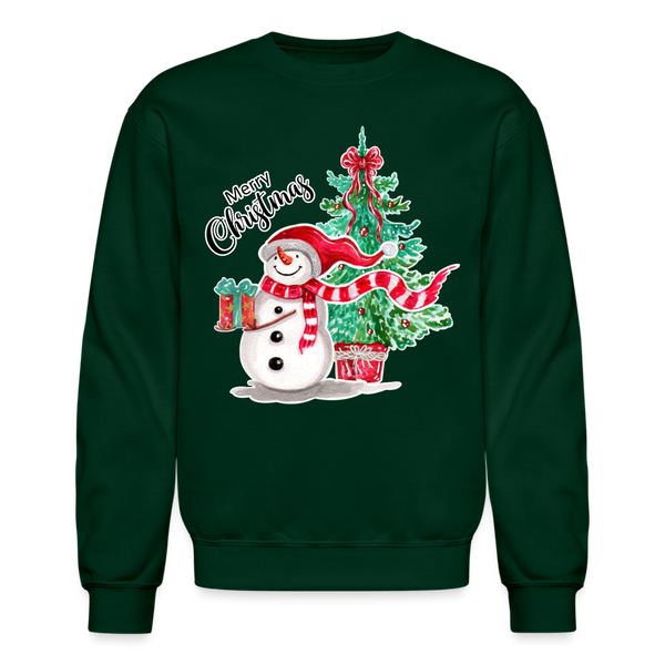 101 4/4S Merry Christmas Snowman PREMIUM SWEATSHIRT - forest green