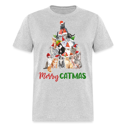 60032 1/4S Merry Catmas TSHIRT - heather gray