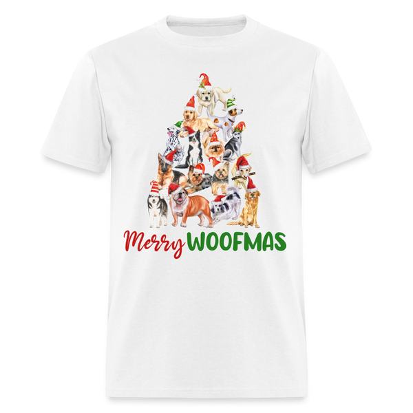 60033 1/4S Merry Woofmas TSHIRT - white