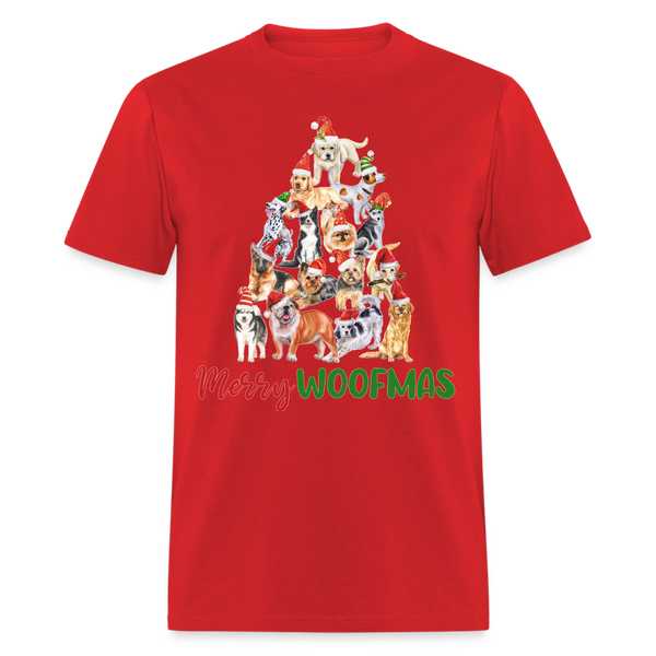 60033 1/4S Merry Woofmas TSHIRT - red