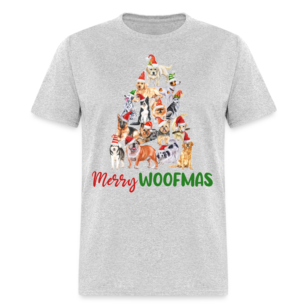 60033 1/4S Merry Woofmas TSHIRT - heather gray