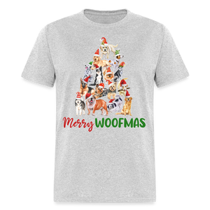 60033 1/4S Merry Woofmas TSHIRT - heather gray