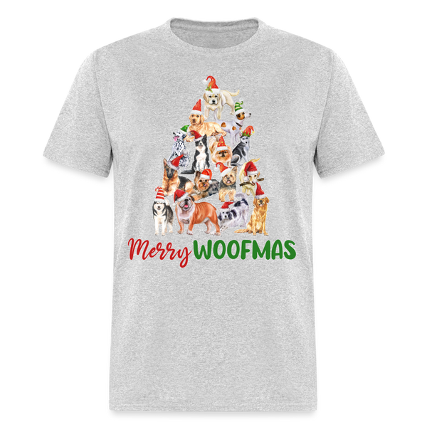 60033 1/4S Merry Woofmas TSHIRT - heather gray