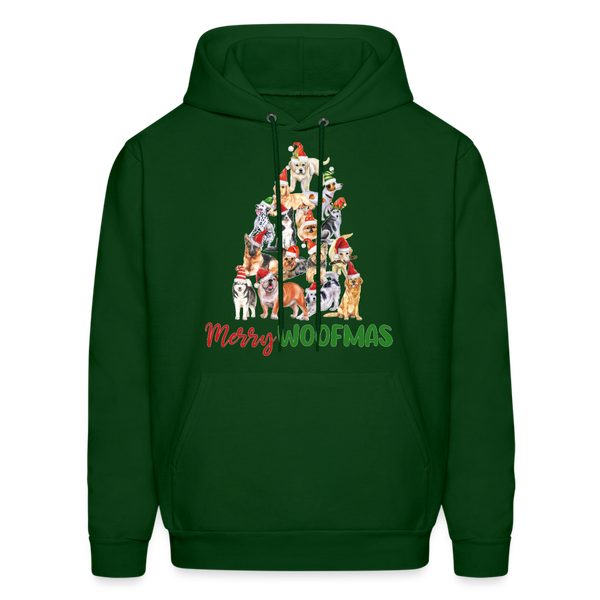 60033 4/4S Merry Woofmas HOODIE - forest green