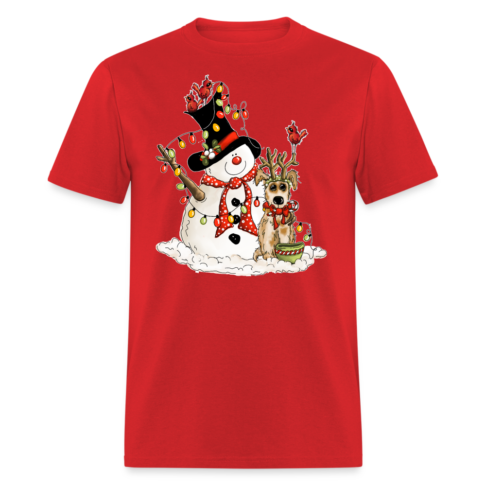 60044 1/4S Snowman Pup TSHIRT - red