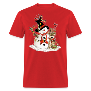 60044 1/4S Snowman Pup TSHIRT - red