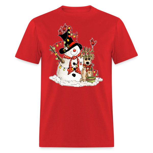 60044 1/4S Snowman Pup TSHIRT - red