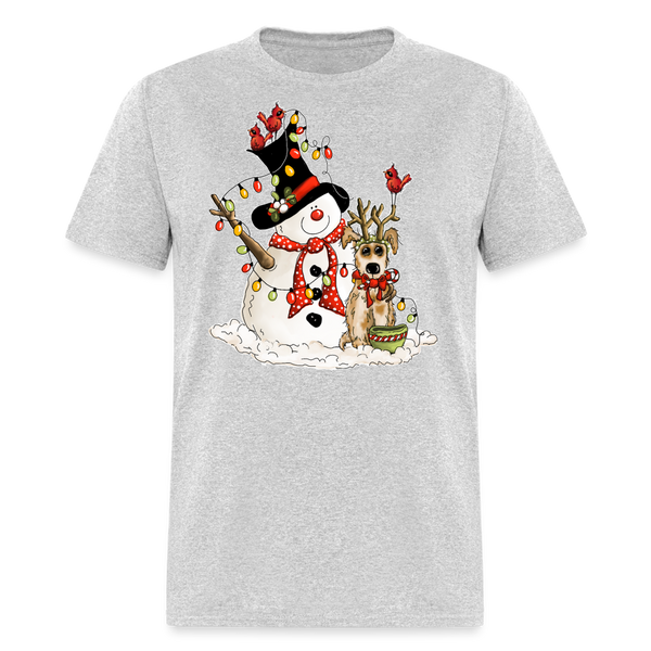 60044 1/4S Snowman Pup TSHIRT - heather gray