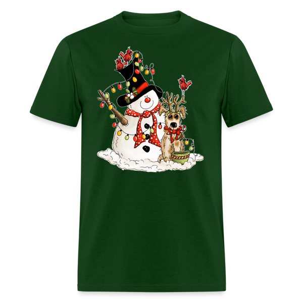 60044 1/4S Snowman Pup TSHIRT - forest green