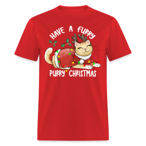 60049 1/4S Have a Furry Purry Christmas TSHIRT - red