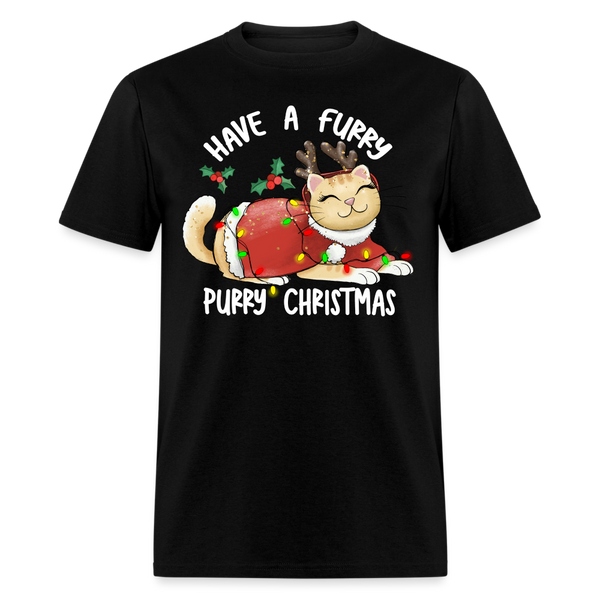 60049 1/4S Have a Furry Purry Christmas TSHIRT - black