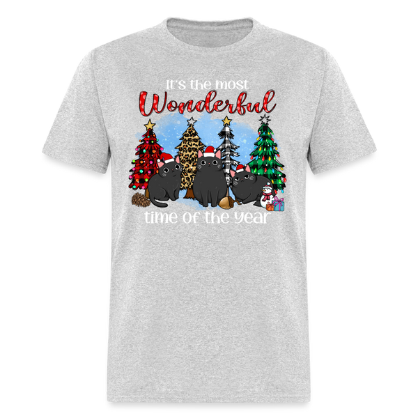 60053 1/4S Wonderful Time Of Year Cats TSHIRT - heather gray