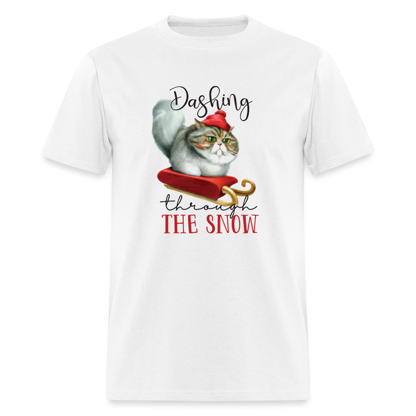 60035 1/4S Dashing Through The Snow Cat TSHIRT - white