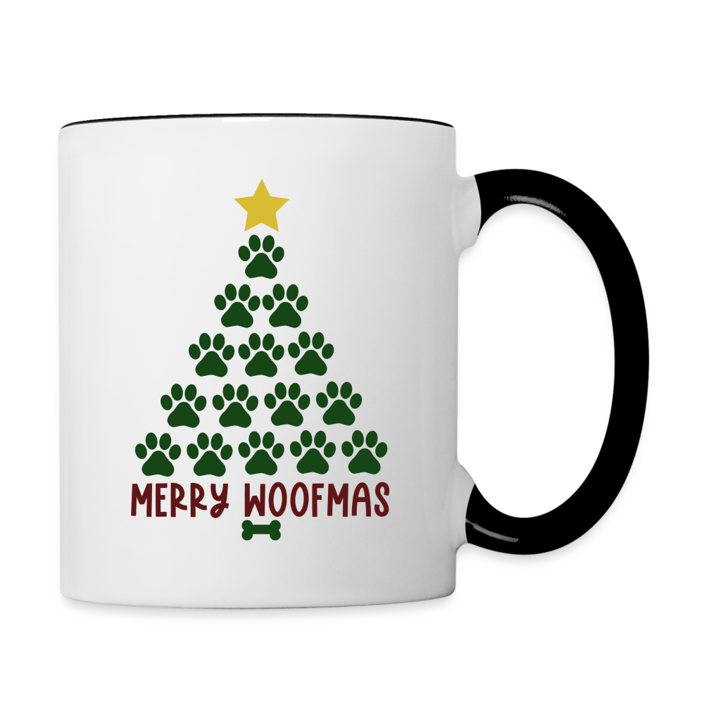 1215 Merry Woofmas Paw Tree  MUG - white/black