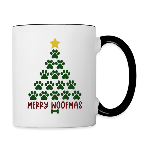 1215 Merry Woofmas Paw Tree  MUG - white/black