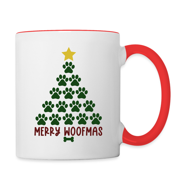 1215 Merry Woofmas Paw Tree  MUG - white/red