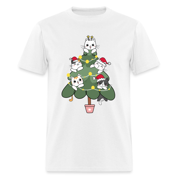 60059 1/4S Cats In The Christmas Tree TSHIRT - white