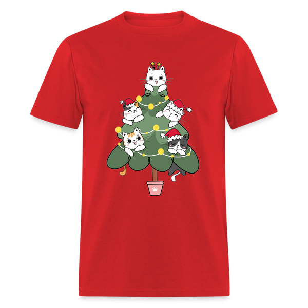 60059 1/4S Cats In The Christmas Tree TSHIRT - red