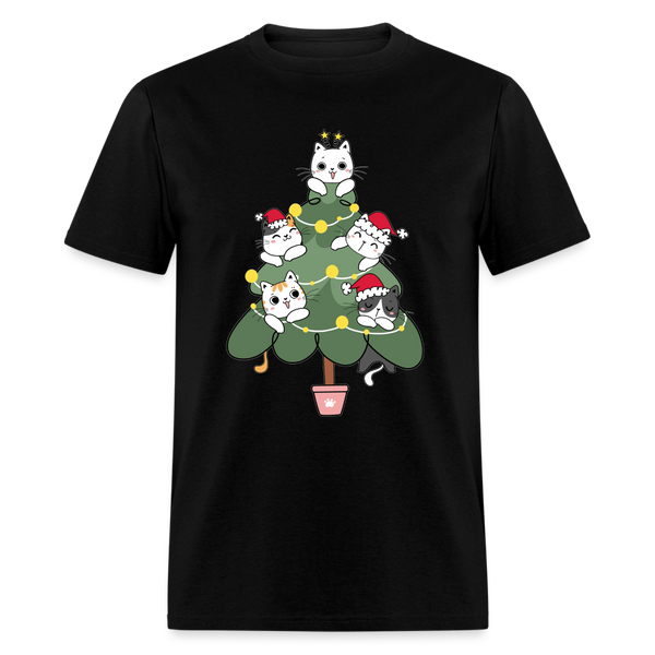 60059 1/4S Cats In The Christmas Tree TSHIRT - black