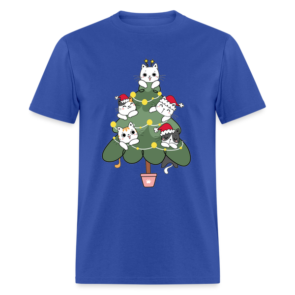 60059 1/4S Cats In The Christmas Tree TSHIRT - royal blue