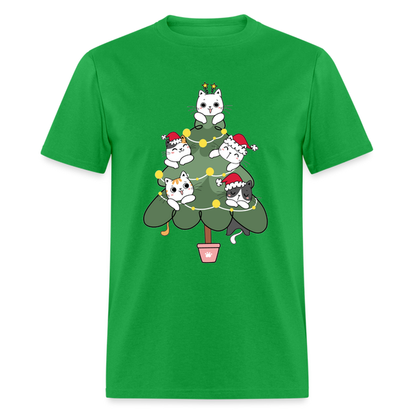 60059 1/4S Cats In The Christmas Tree TSHIRT - bright green