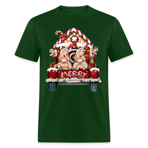 60058 1/4S Gingerbread Gnome Truck TSHIRT - forest green