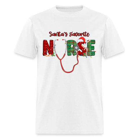 60056 1/4S Santa's Favorite Nurse TSHIRT - white