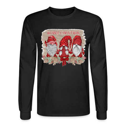 60057 4/4S Merry Christmas Red Gnome Trio TSHIRT - black