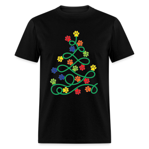 60055 1/4S Paw Print Tree TSHIRT - black