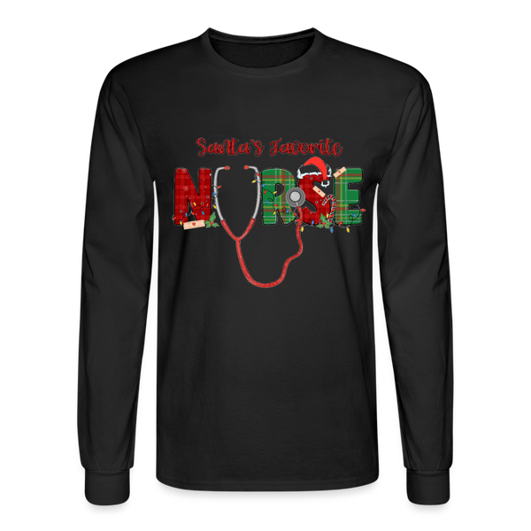 60056 4/4S Santa's Favorite Nurse TSHIRT - black